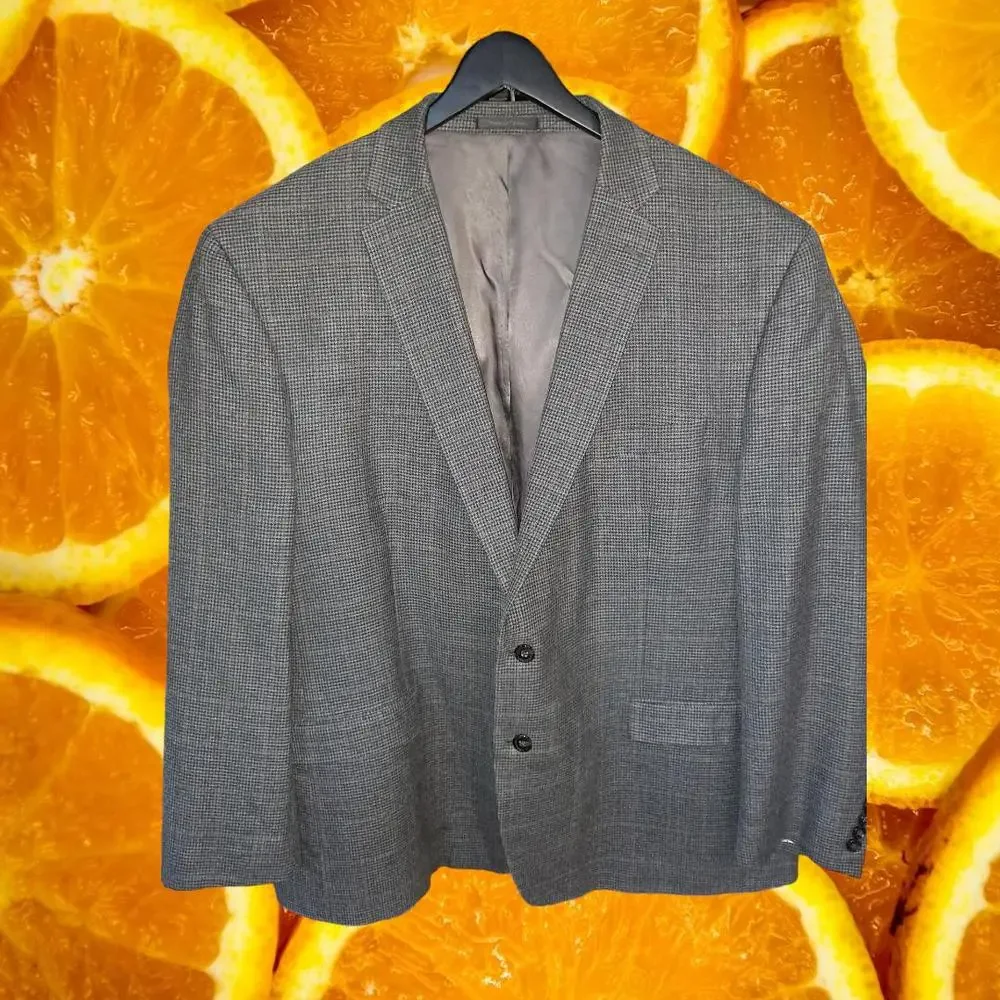 Ralph Lauren Gray with Orange Plaid 2 Button Silk/Wool‎ Blazer Size 52R